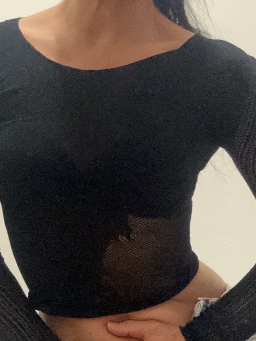 Zara Black Ribbed Long-Sleeve Slim Top